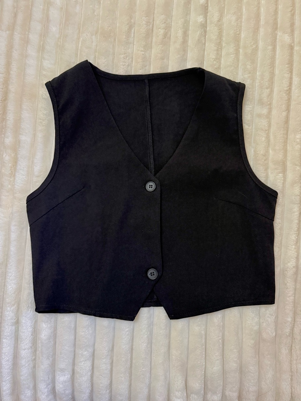 Black Sleeveless Button Front Vest